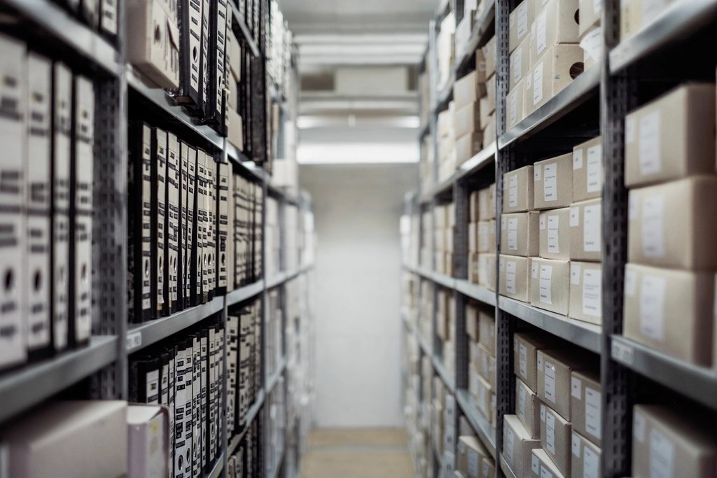 Binders boxes shelves large archive